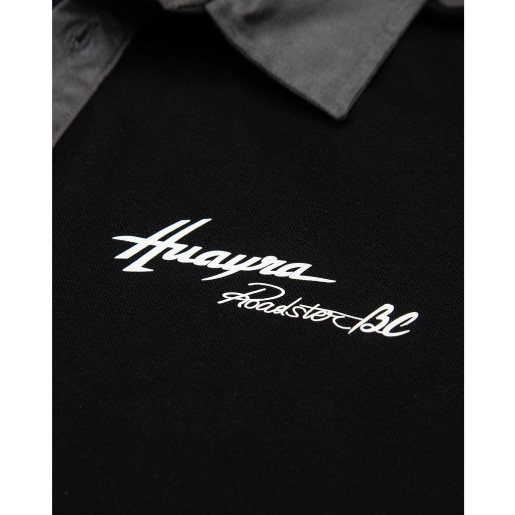 Pagani Huayra Roadster BC Men's Alcantara Polo Shirt - Dark Gray/White Polos Black