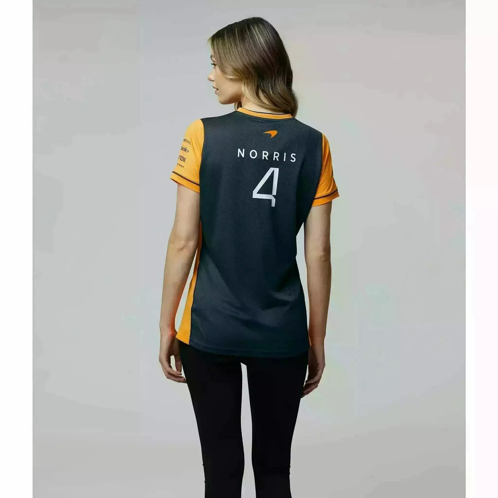McLaren F1 Women's 2022 Lando Norris Team Replica Set Up T-Shirt- Papaya/Phantom T-shirts Gray