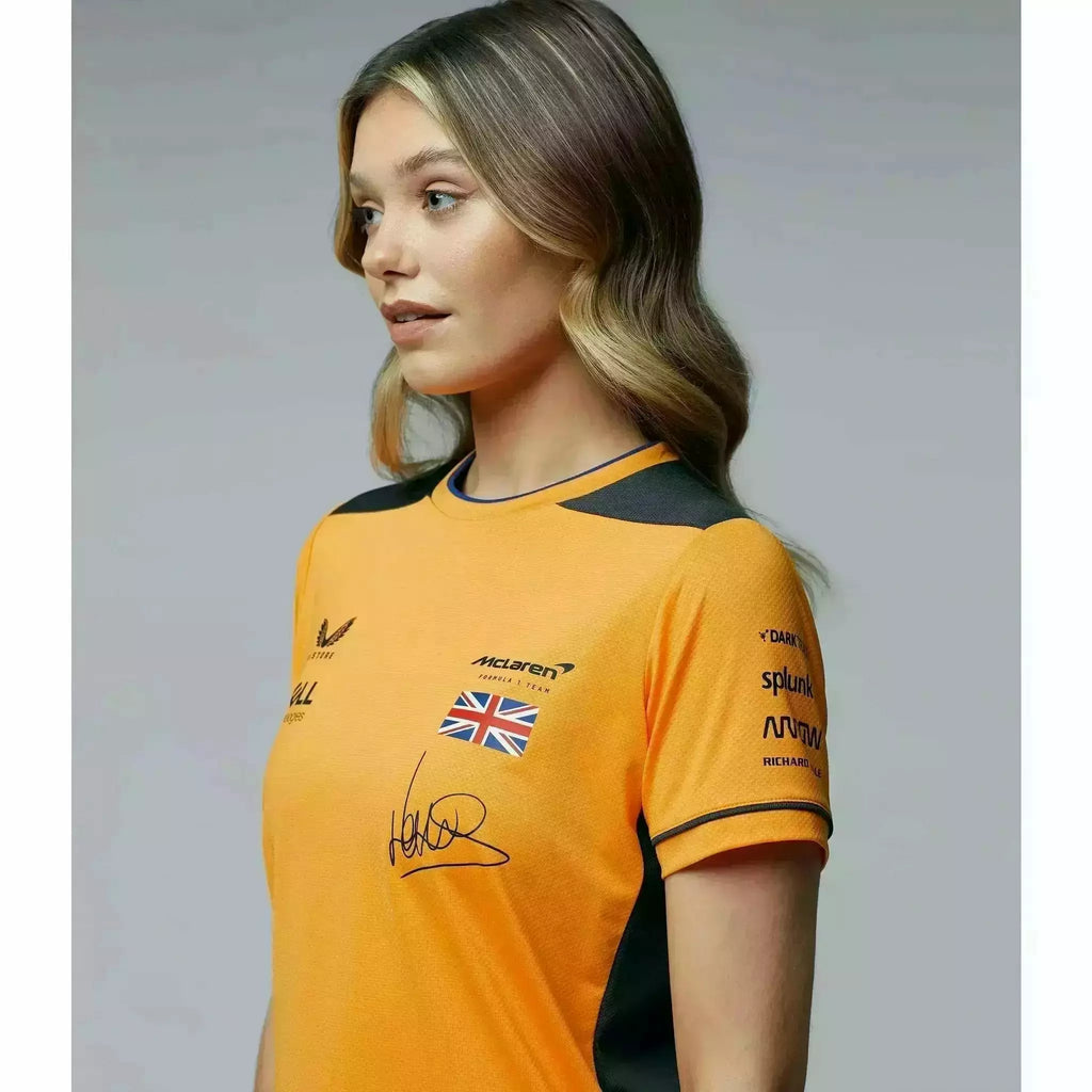 McLaren F1 Women's 2022 Lando Norris Team Replica Set Up T-Shirt- Papaya/Phantom T-shirts Dark Gray