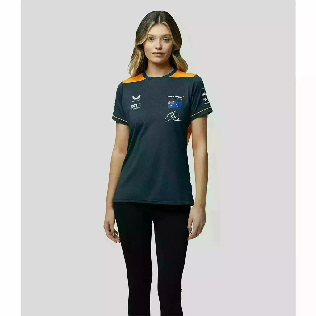 McLaren F1 Women's 2022 Daniel Ricciardo Team Replica Set Up T-Shirt- Papaya/Phantom T-shirts Light Gray