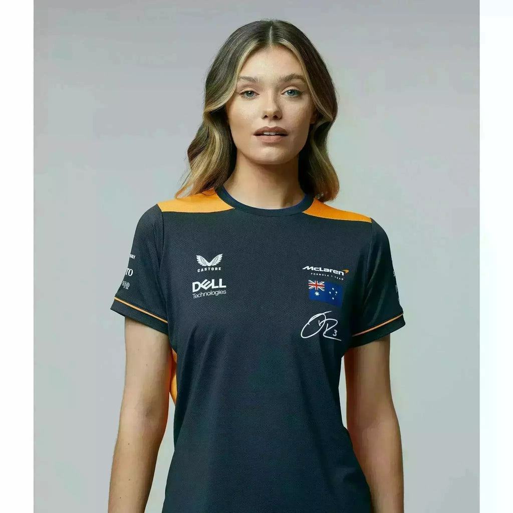 McLaren F1 Women's 2022 Daniel Ricciardo Team Replica Set Up T-Shirt- Papaya/Phantom T-shirts Gray