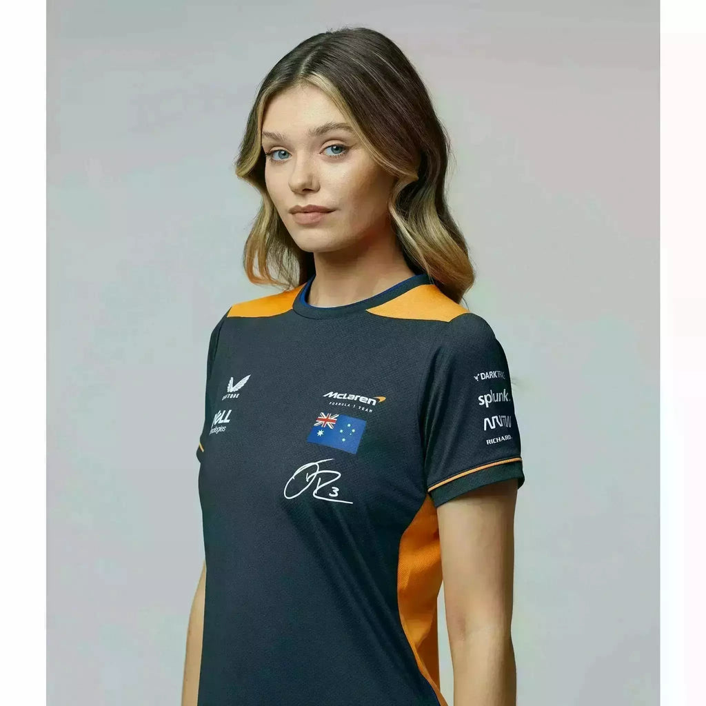 McLaren F1 Women's 2022 Daniel Ricciardo Team Replica Set Up T-Shirt- Papaya/Phantom T-shirts Gray