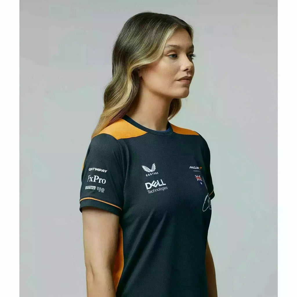 McLaren F1 Women's 2022 Daniel Ricciardo Team Replica Set Up T-Shirt- Papaya/Phantom T-shirts Gray