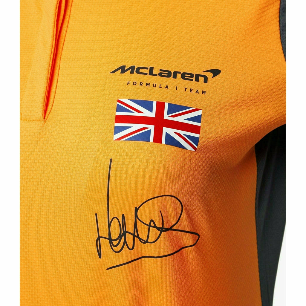 McLaren F1 Women's 2022 Lando Norris Team Drivers Polo Shirt- Papaya/Phantom Polos Goldenrod