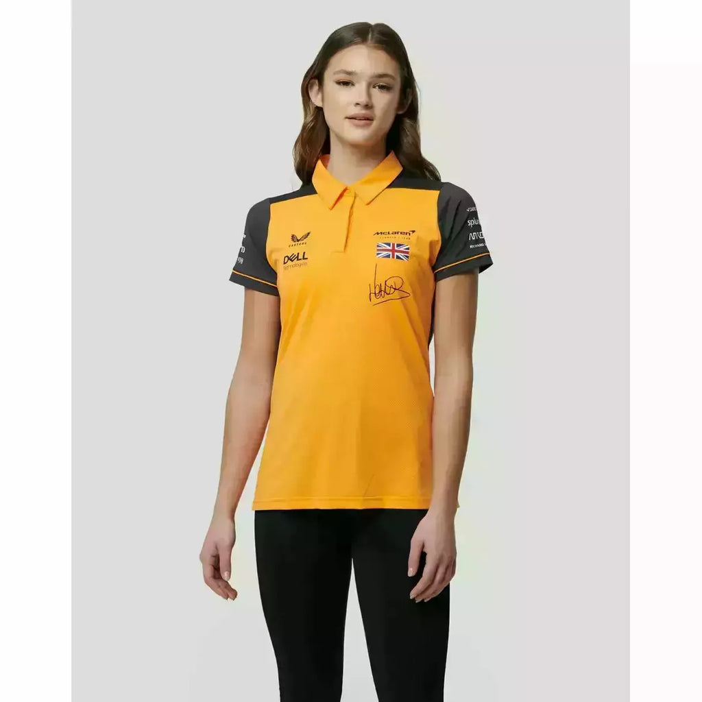 McLaren F1 Women's 2022 Lando Norris Team Drivers Polo Shirt- Papaya/Phantom Polos Light Gray
