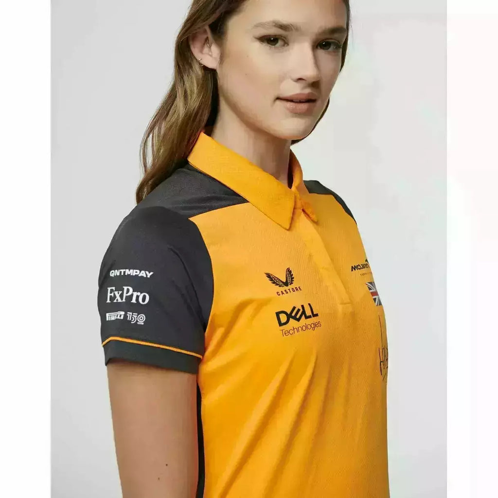 McLaren F1 Women's 2022 Lando Norris Team Drivers Polo Shirt- Papaya/Phantom Polos Light Gray