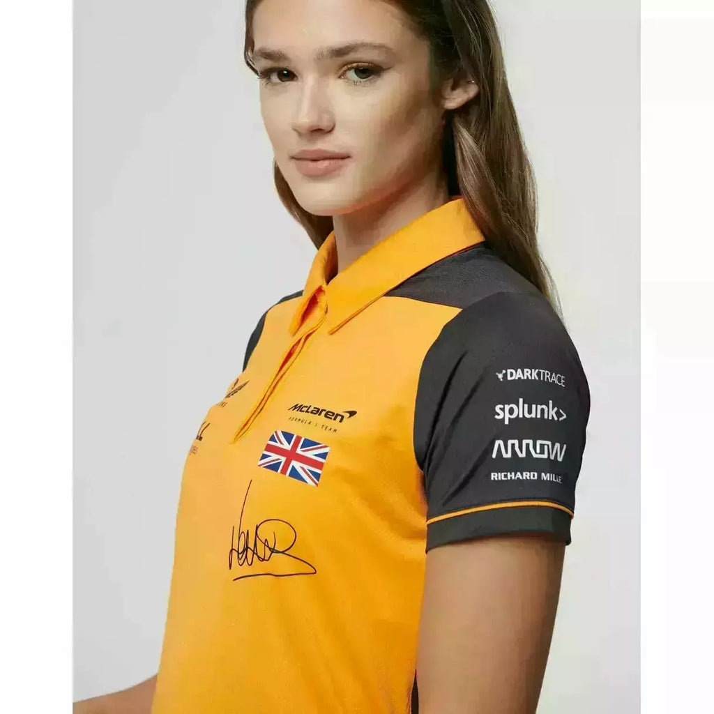 McLaren F1 Women's 2022 Lando Norris Team Drivers Polo Shirt- Papaya/Phantom Polos Light Gray