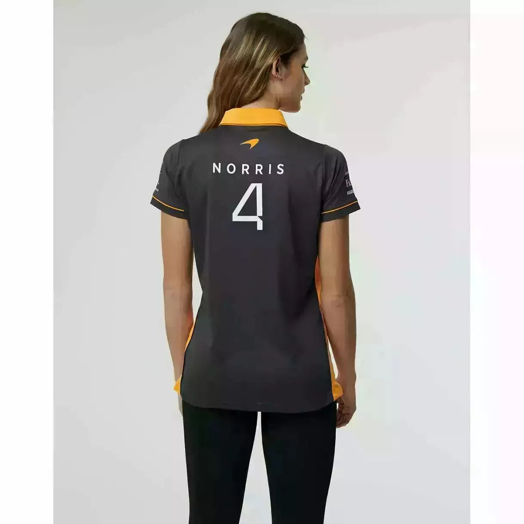 McLaren F1 Women's 2022 Lando Norris Team Drivers Polo Shirt- Papaya/Phantom Polos Dark Slate Gray