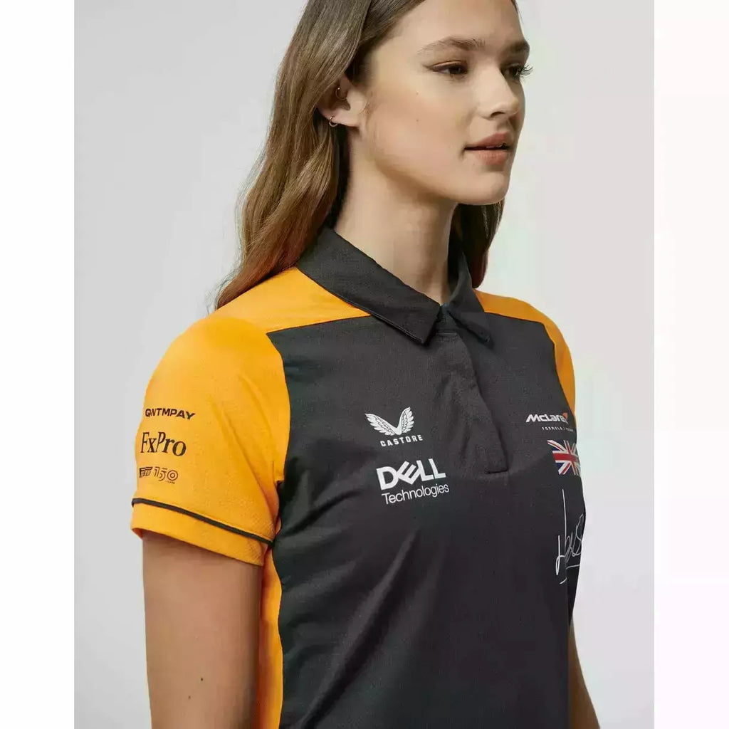 McLaren F1 Women's 2022 Lando Norris Team Drivers Polo Shirt- Papaya/Phantom Polos Light Gray