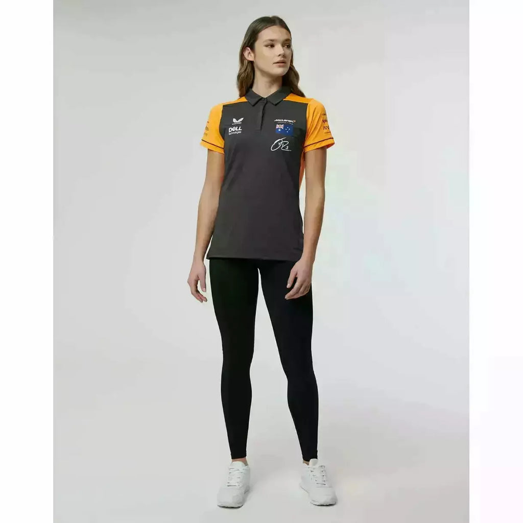 McLaren F1 Women's 2022 Daniel Ricciardo Team Drivers Polo Shirt- Papaya/Phantom Polos Light Gray