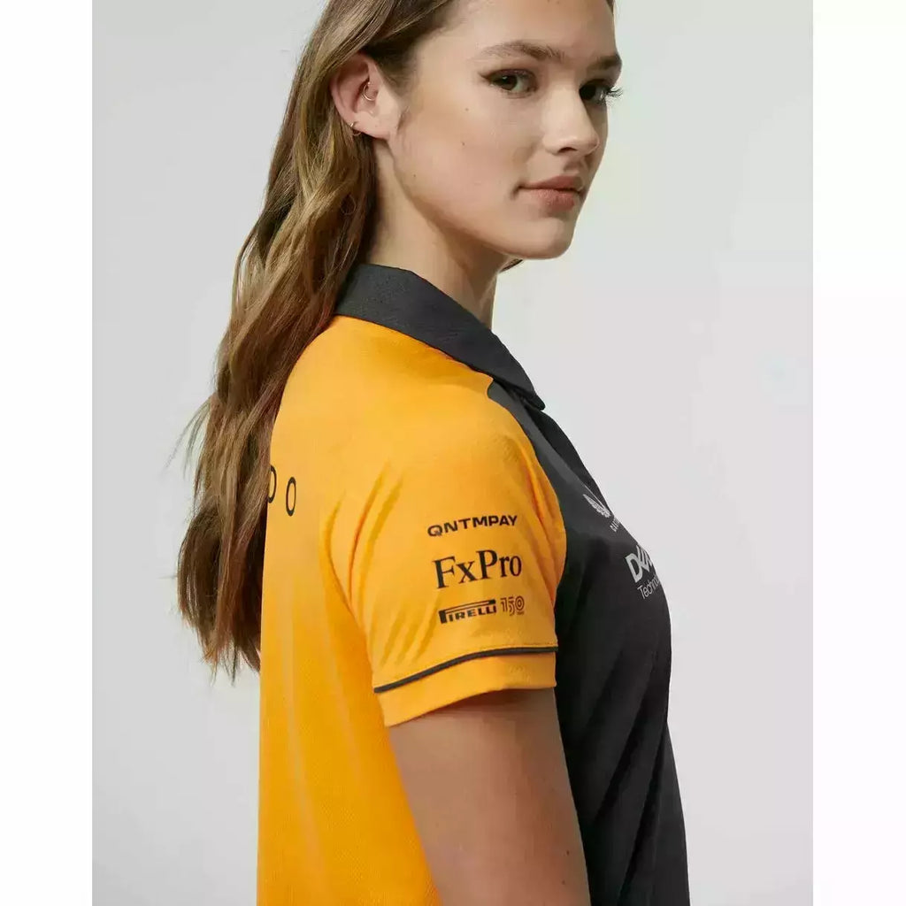 McLaren F1 Women's 2022 Daniel Ricciardo Team Drivers Polo Shirt- Papaya/Phantom Polos Light Gray