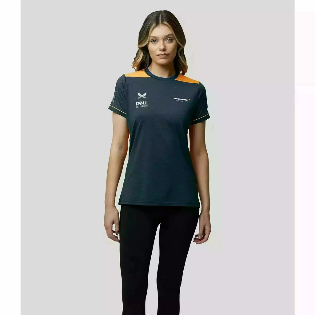McLaren F1 Women's 2022 Team Replica Set Up T-Shirt- Papaya/Phantom T-shirts Light Gray