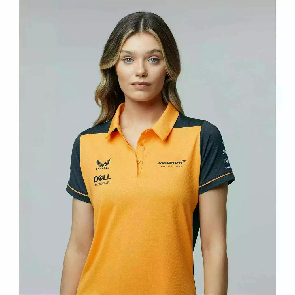 McLaren F1 Women's 2022 Team Polo Shirt- Papaya/Phantom Polos Gray
