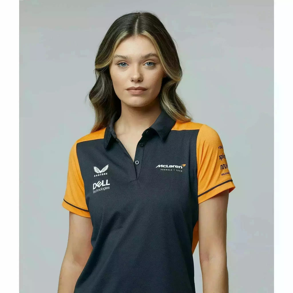 McLaren F1 Women's 2022 Team Polo Shirt- Papaya/Phantom Polos Gray