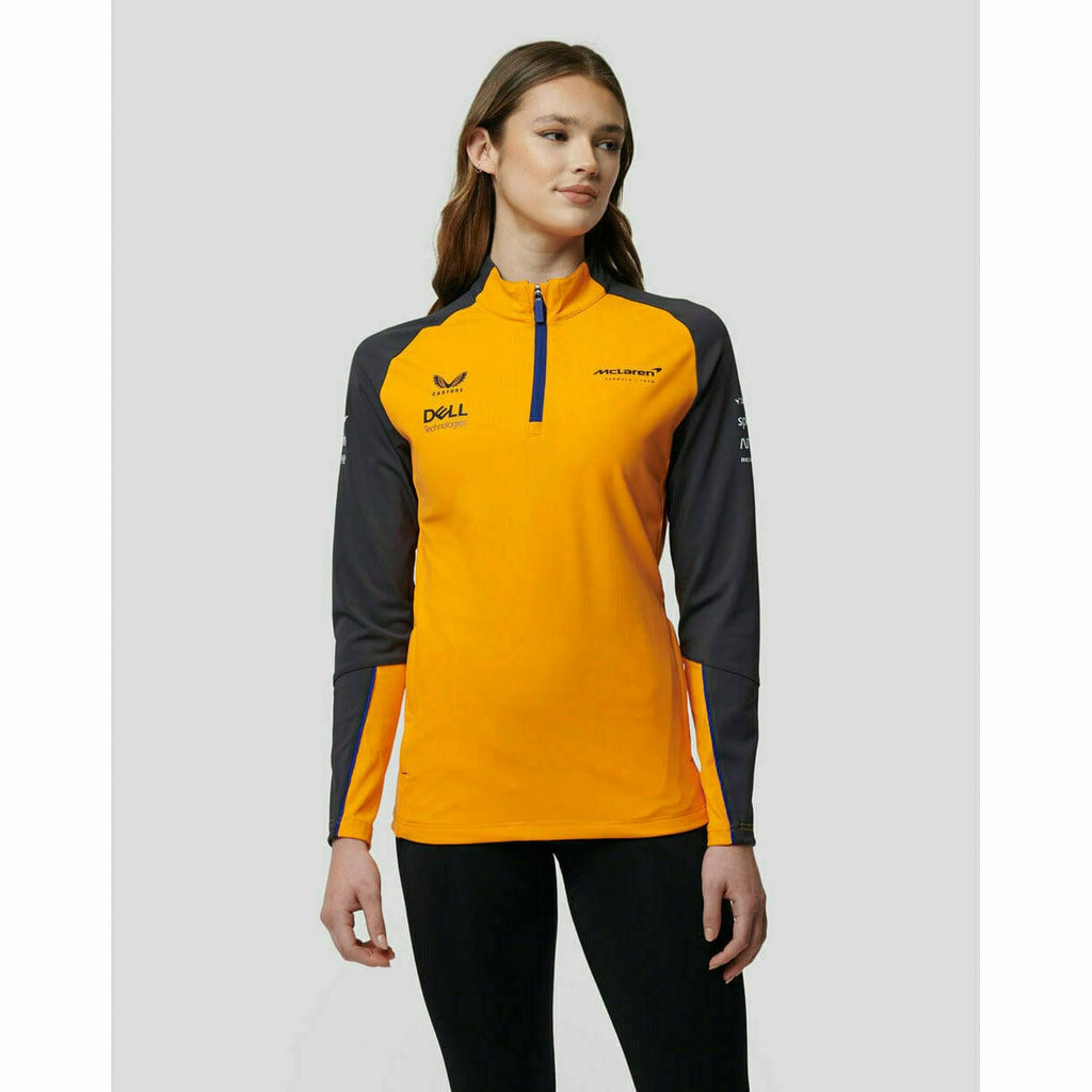 McLaren F1 Women's 2022 Team Quarter Zip Midlayer Jacket- Papaya Jackets Light Gray