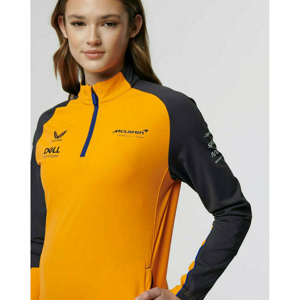 McLaren F1 Women's 2022 Team Quarter Zip Midlayer Jacket- Papaya Jackets Dark Slate Gray