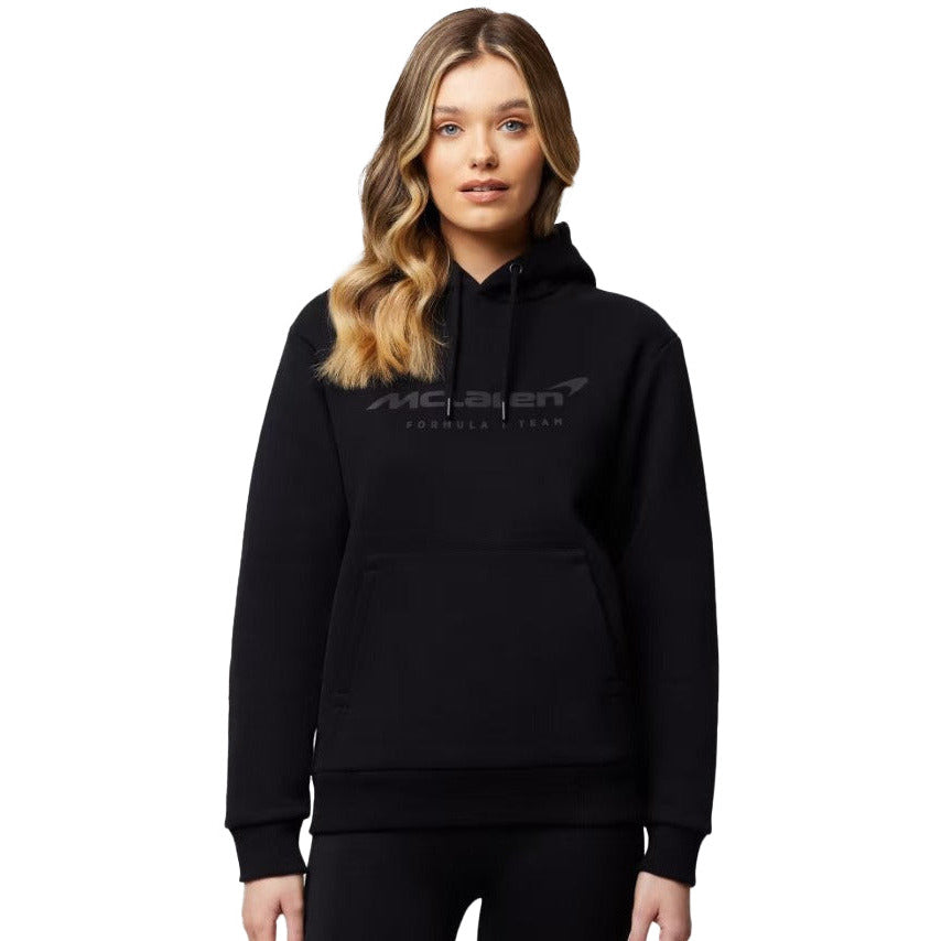 McLaren F1 Women's Core Essentials Logo Hoodie - Papaya/Blue/Black Hoodies McLaren-Castore 