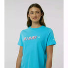 McLaren F1 Women's Miami Neon Graphic T-Shirt-White/Vice Blue/Beetroot Purple/Crystal Rose T-shirts Light Sea Green