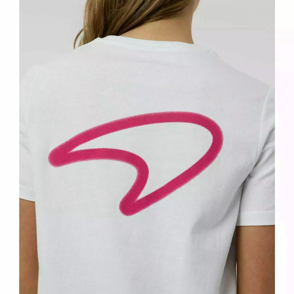 McLaren F1 Women's Miami Neon Graphic T-Shirt-White/Vice Blue/Beetroot Purple/Crystal Rose T-shirts Light Gray