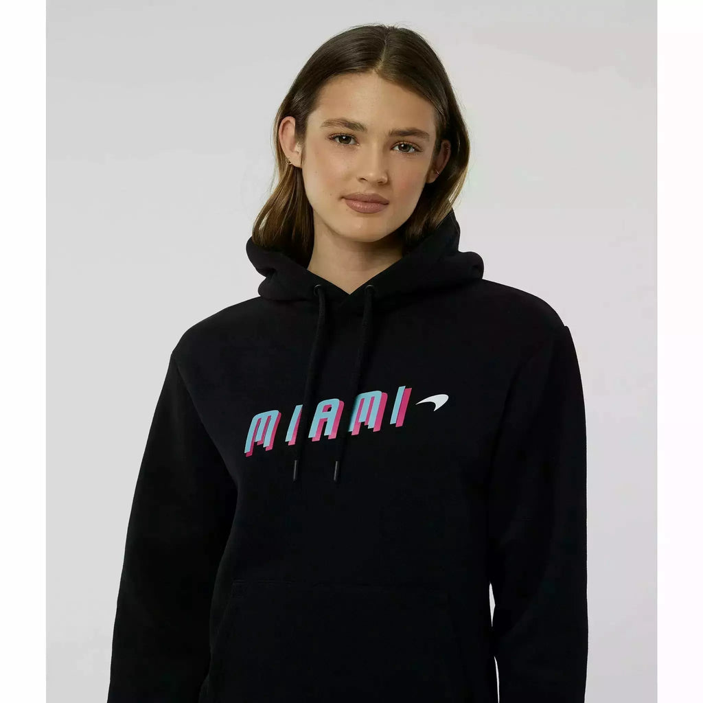 McLaren F1 Women's Miami Neon Graphic Hoodie -Black/Vice Blue/Beetroot Purple Hoodies Light Gray
