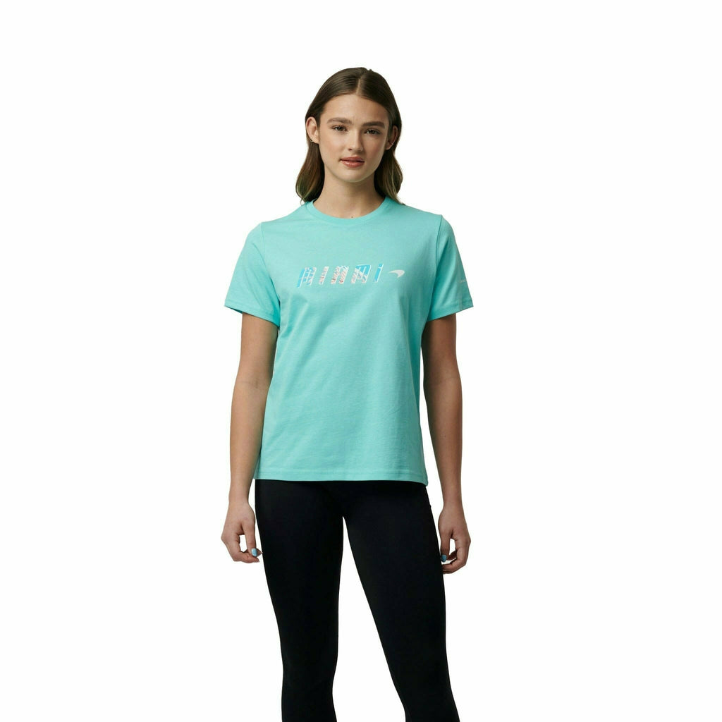 McLaren F1 Women's Miami Palm Graphic T-Shirt-Crystal Rose/Aqua Sky T-shirts Sky Blue
