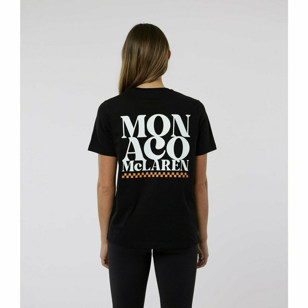 McLaren F1 Special Edition Monaco GP Women's Slogan T-Shirt - Blue/Black/Orange T-shirts Black