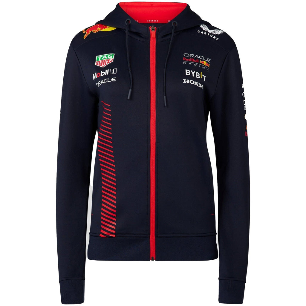Red Bull Racing F1 Women's 2023 Team Full Zip Hooded Sweatshirt- Navy Hoodies Red Bull Racing 