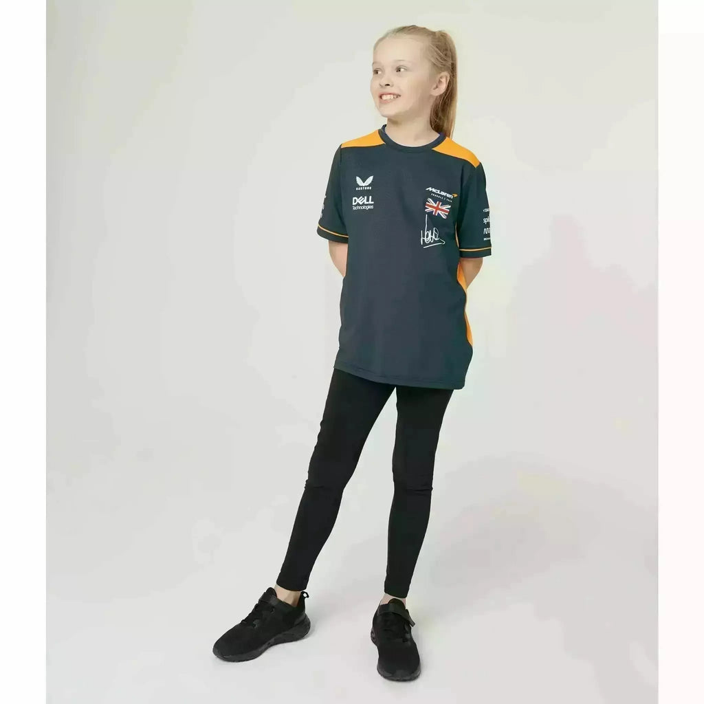 McLaren F1 Kids 2022 Lando Norris Replica Set Up T-Shirt- Youth Papaya/Phantom T-shirts Light Gray