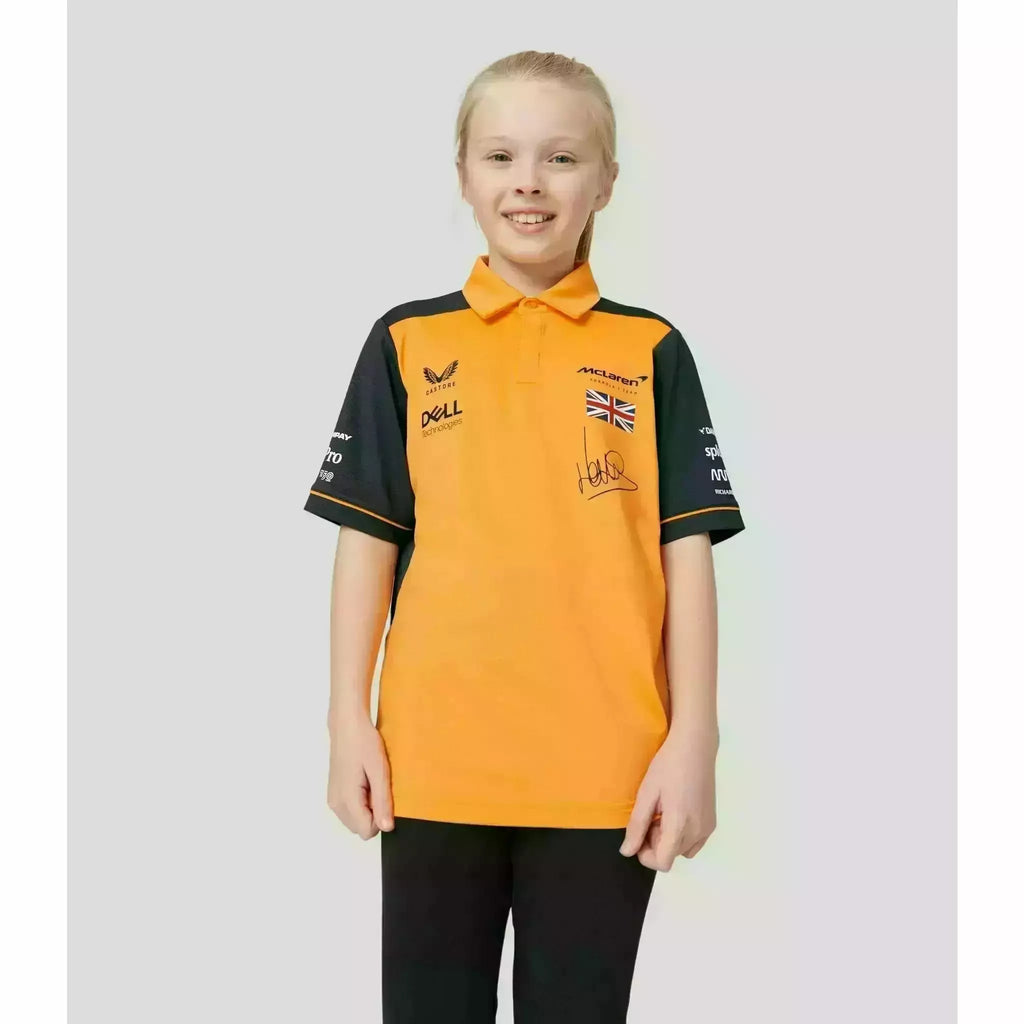 McLaren F1 Kids 2022 Lando Norris Drivers Polo Shirt- Youth Papaya/Phantom Polos Light Gray