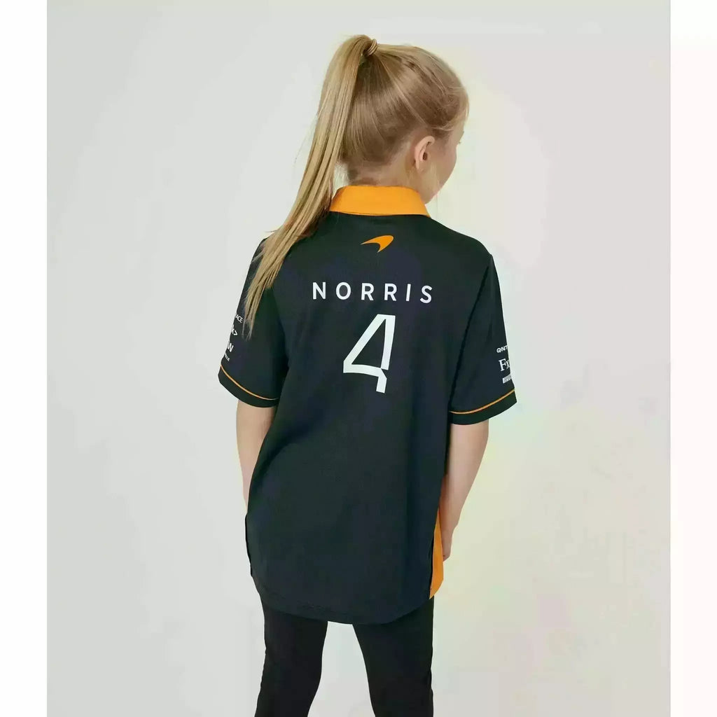 McLaren F1 Kids 2022 Lando Norris Drivers Polo Shirt- Youth Papaya/Phantom Polos Light Gray