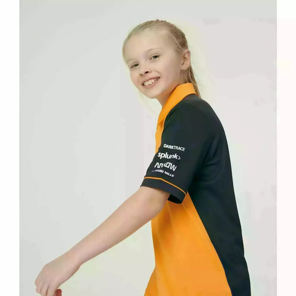 McLaren F1 Kids 2022 Lando Norris Drivers Polo Shirt- Youth Papaya/Phantom Polos Light Gray