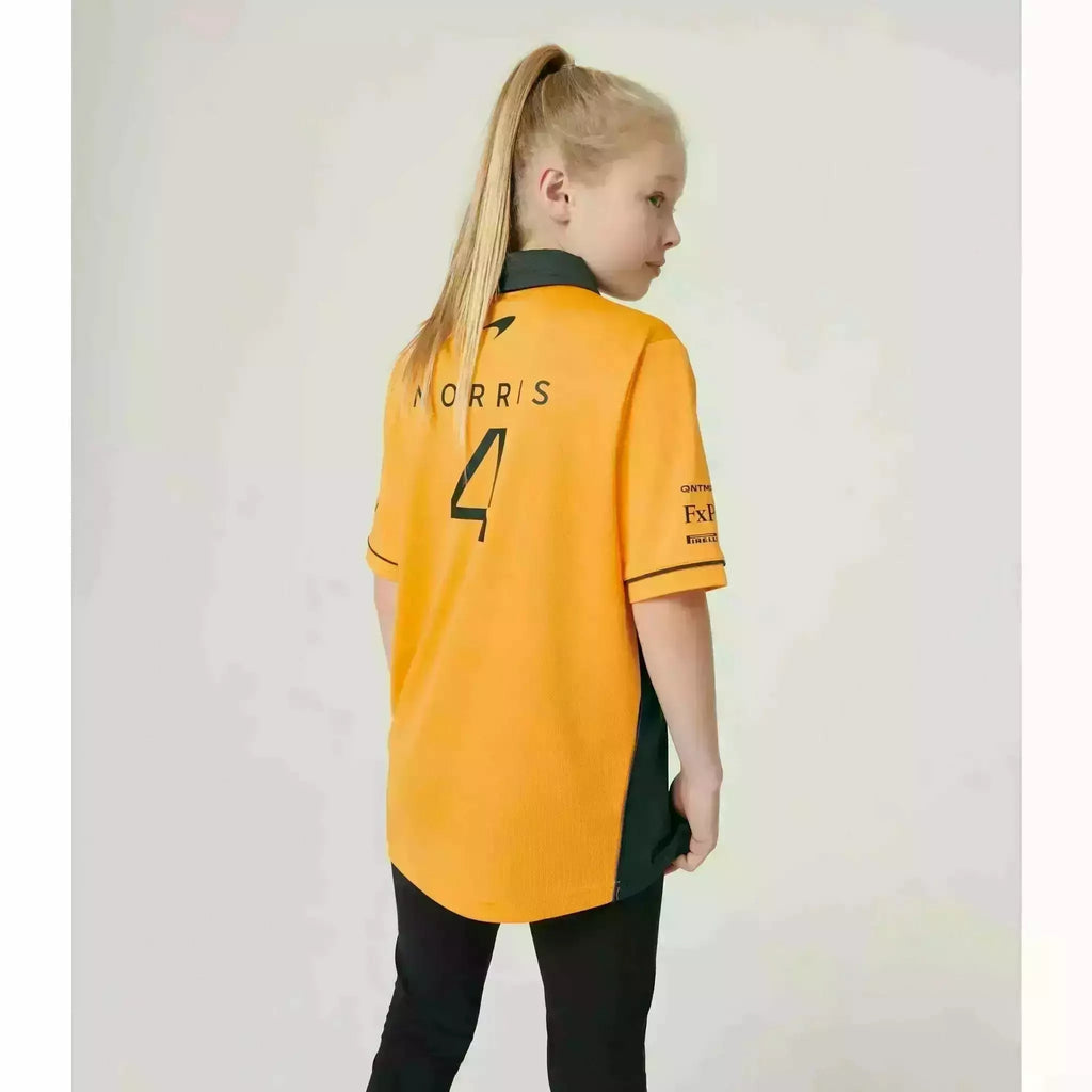 McLaren F1 Kids 2022 Lando Norris Drivers Polo Shirt- Youth Papaya/Phantom Polos Light Gray
