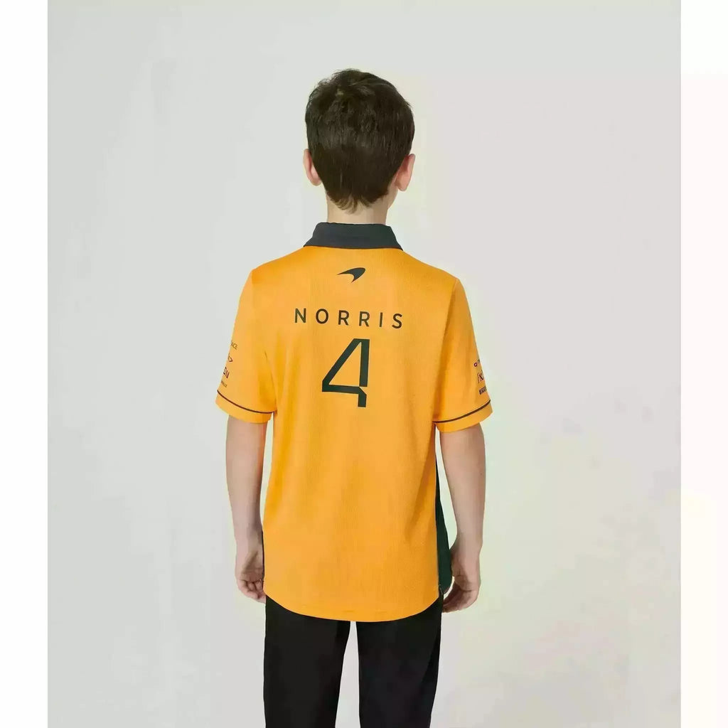 McLaren F1 Kids 2022 Lando Norris Drivers Polo Shirt- Youth Papaya/Phantom Polos Light Gray