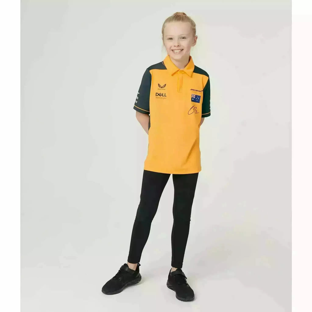 McLaren F1 Kids 2022 Daniel Ricciardo Drivers Polo Shirt- Youth Papaya/Phantom Polos Light Gray