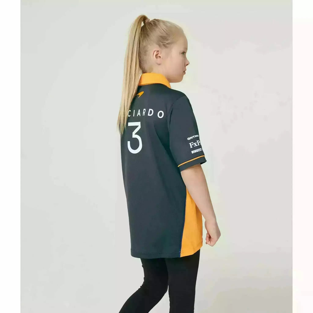McLaren F1 Kids 2022 Daniel Ricciardo Drivers Polo Shirt- Youth Papaya/Phantom Polos Light Gray