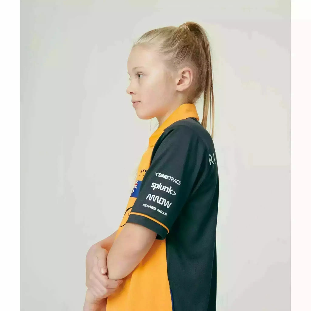 McLaren F1 Kids 2022 Daniel Ricciardo Drivers Polo Shirt- Youth Papaya/Phantom Polos Light Gray
