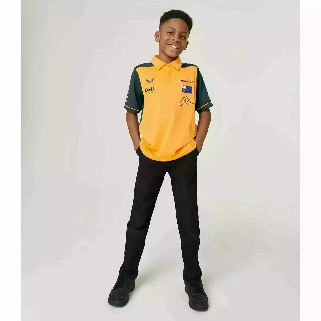McLaren F1 Kids 2022 Daniel Ricciardo Drivers Polo Shirt- Youth Papaya/Phantom Polos Light Gray