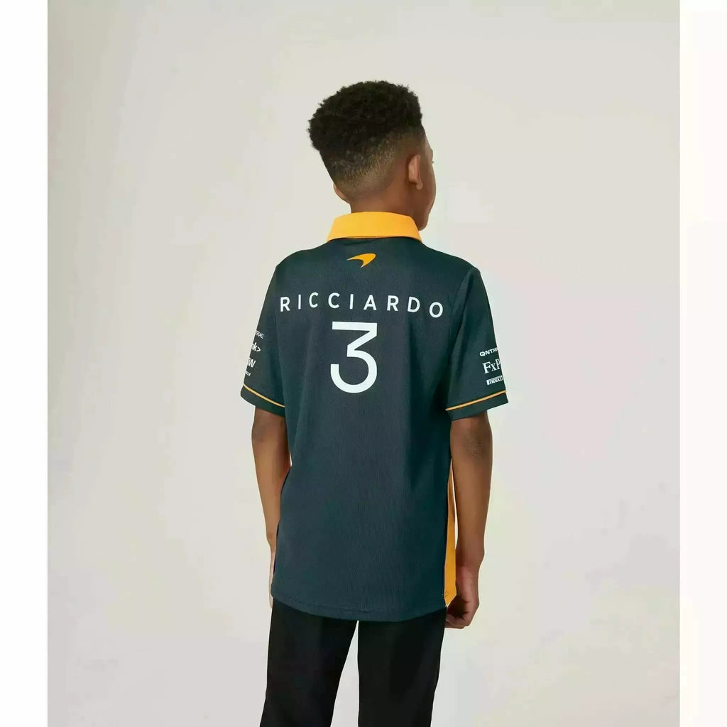 McLaren F1 Kids 2022 Daniel Ricciardo Drivers Polo Shirt- Youth Papaya/Phantom Polos Light Gray