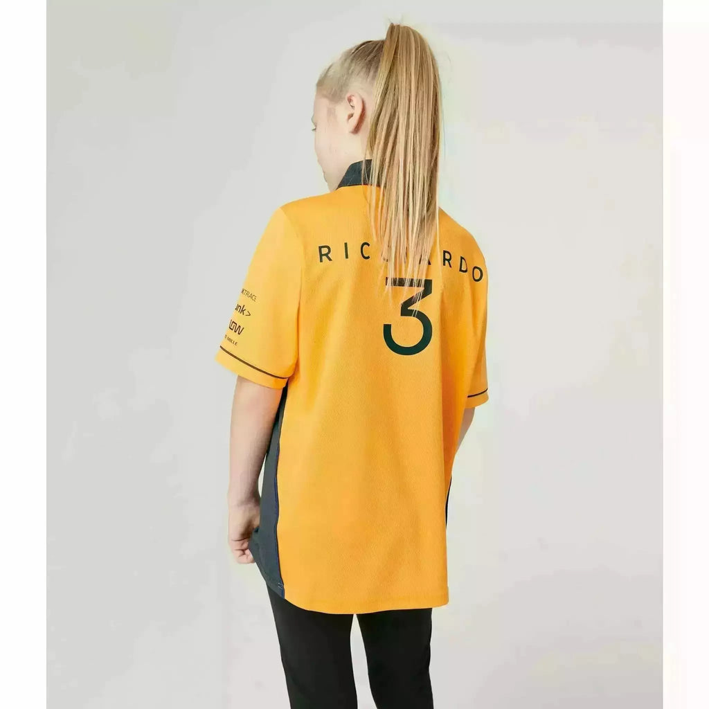 McLaren F1 Kids 2022 Daniel Ricciardo Drivers Polo Shirt- Youth Papaya/Phantom Polos Light Gray