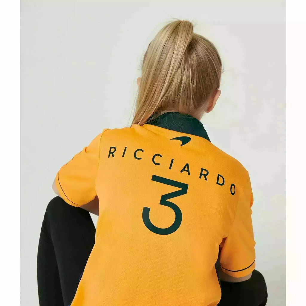 McLaren F1 Kids 2022 Daniel Ricciardo Drivers Polo Shirt- Youth Papaya/Phantom Polos Light Gray