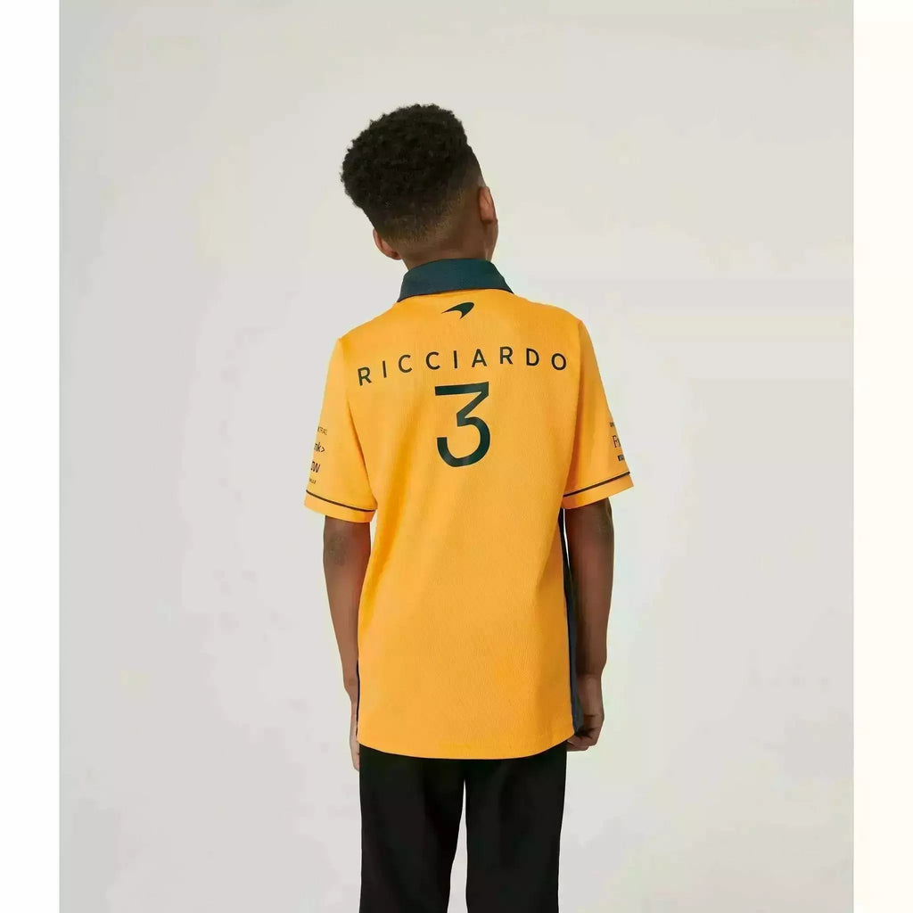 McLaren F1 Kids 2022 Daniel Ricciardo Drivers Polo Shirt- Youth Papaya/Phantom Polos Light Gray