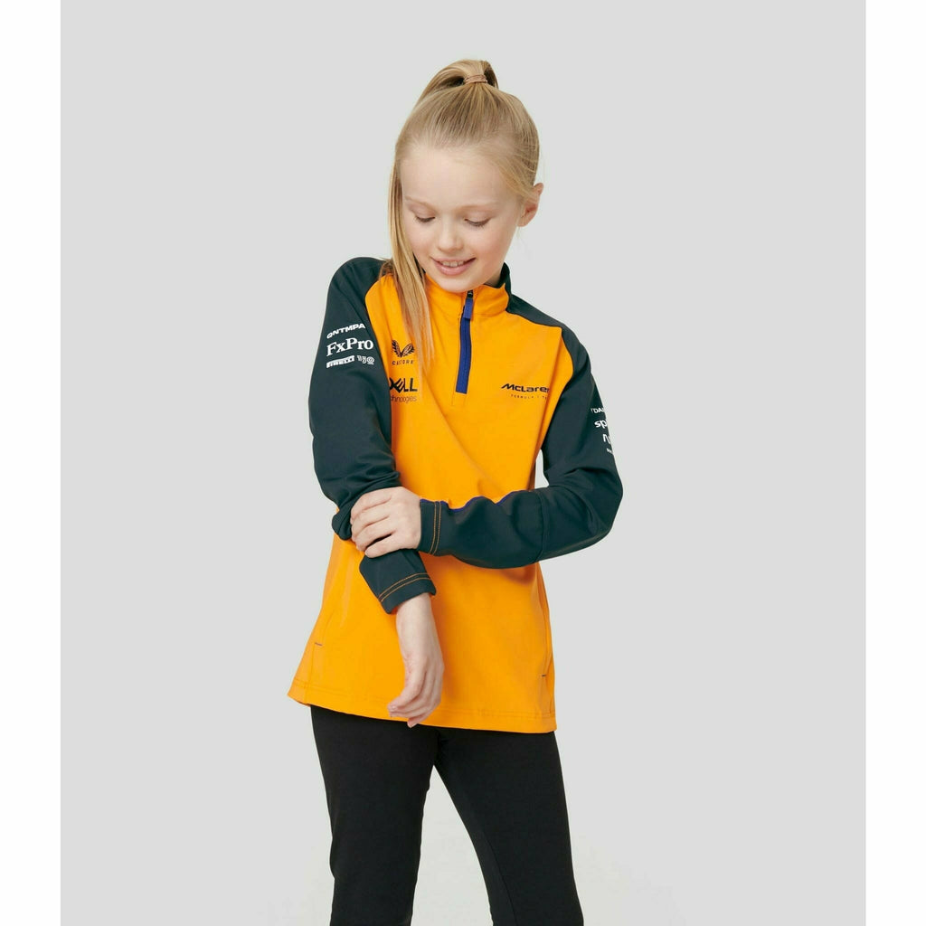 McLaren F1 Kids 2022 Team Quarter Zip Midlayer Jacket- Youth Papaya Jackets Light Gray