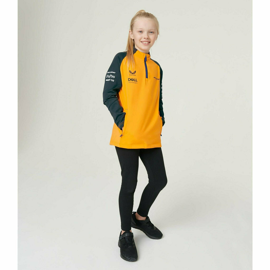 McLaren F1 Kids 2022 Team Quarter Zip Midlayer Jacket- Youth Papaya Jackets Light Gray