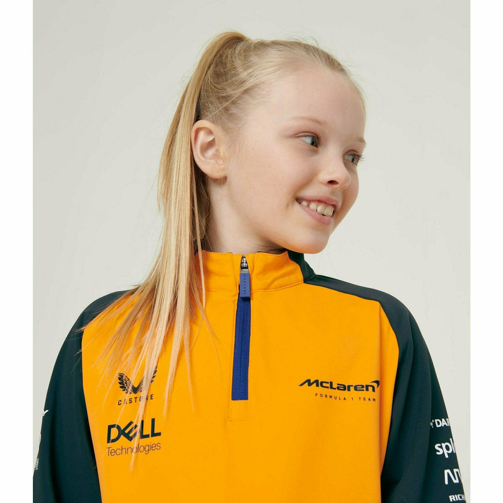 McLaren F1 Kids 2022 Team Quarter Zip Midlayer Jacket- Youth Papaya Jackets Light Gray