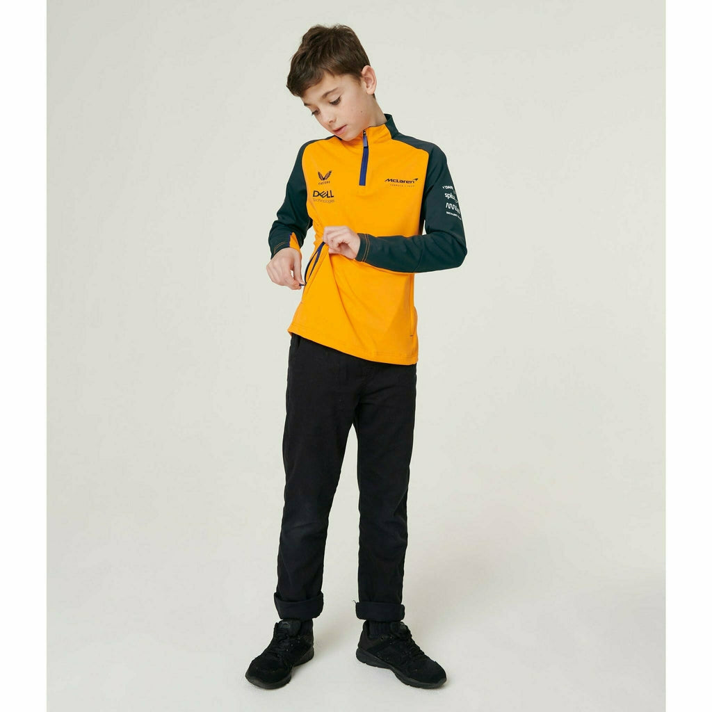 McLaren F1 Kids 2022 Team Quarter Zip Midlayer Jacket- Youth Papaya Jackets Light Gray