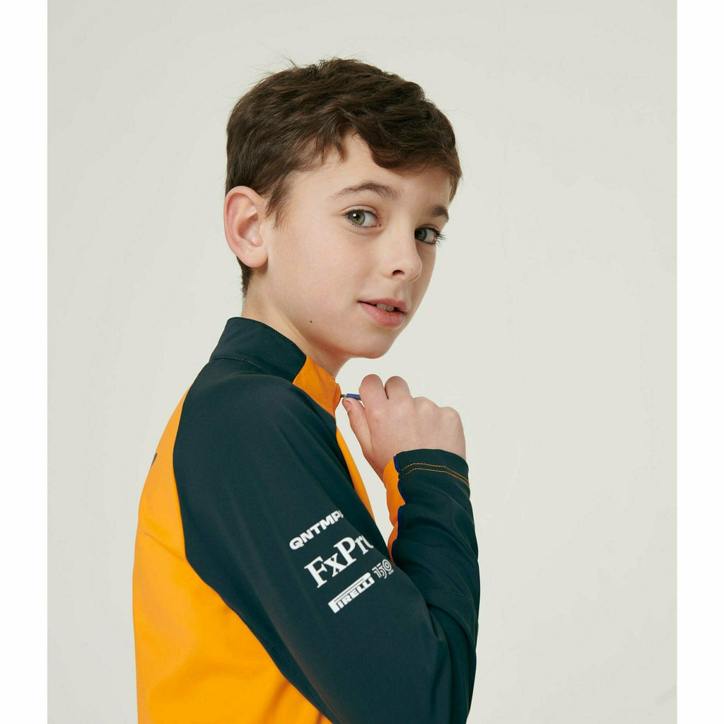 McLaren F1 Kids 2022 Team Quarter Zip Midlayer Jacket- Youth Papaya Jackets Light Gray
