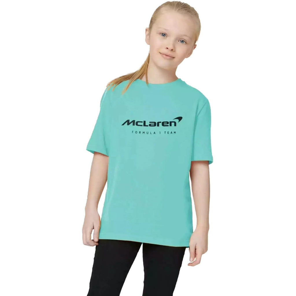 McLaren F1 Kids Miami Neon Logo T-Shirt-Vice Blue/Aqua Sky T-shirts Medium Aquamarine