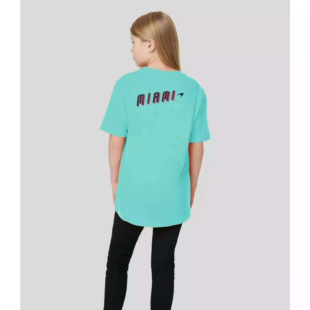 McLaren F1 Kids Miami Neon Logo T-Shirt-Vice Blue/Aqua Sky T-shirts Light Gray