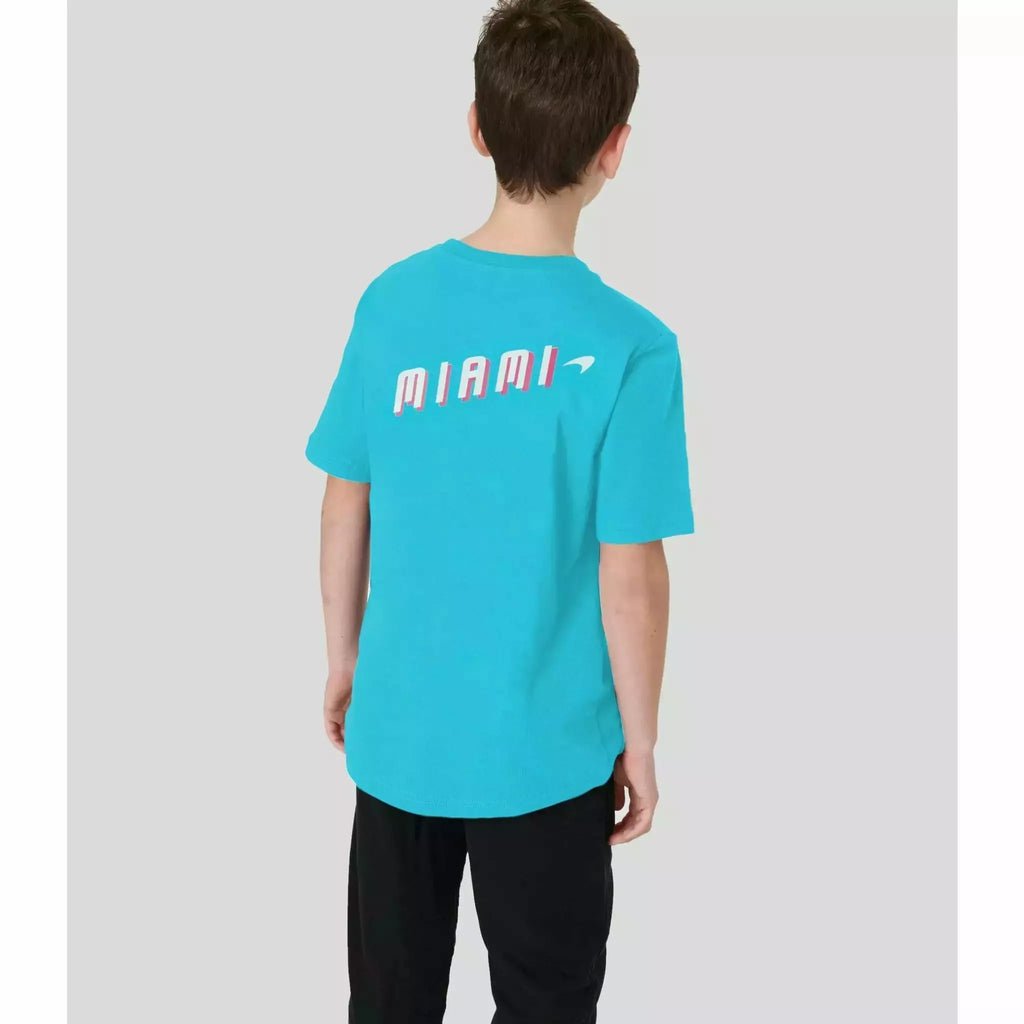 McLaren F1 Kids Miami Neon Logo T-Shirt-Vice Blue/Aqua Sky T-shirts Steel Blue