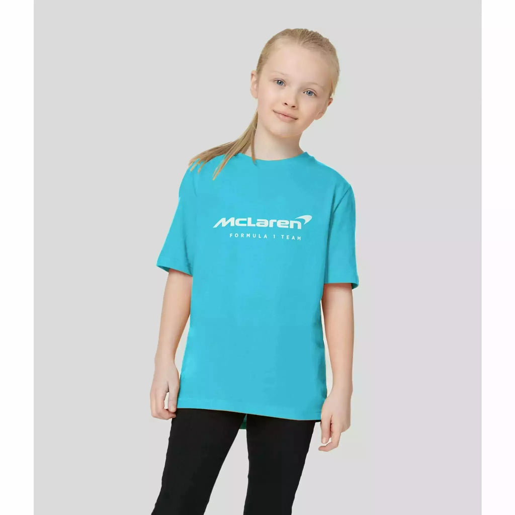 McLaren F1 Kids Miami Neon Logo T-Shirt-Vice Blue/Aqua Sky T-shirts Light Gray